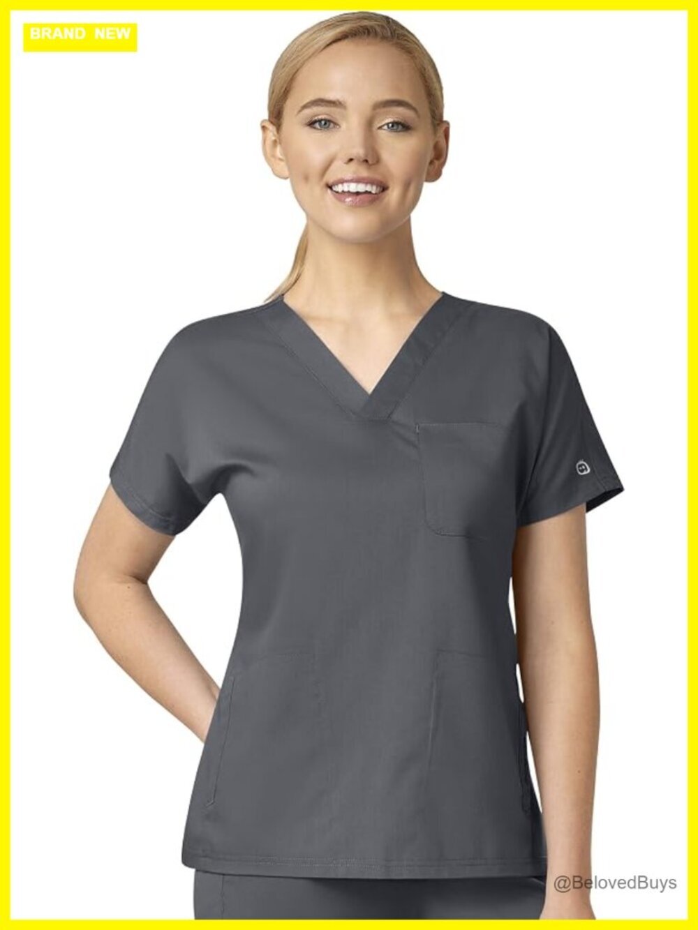 Women's Dolman Scrub Top with Pockets, V-Neck, Batwing Sleeve